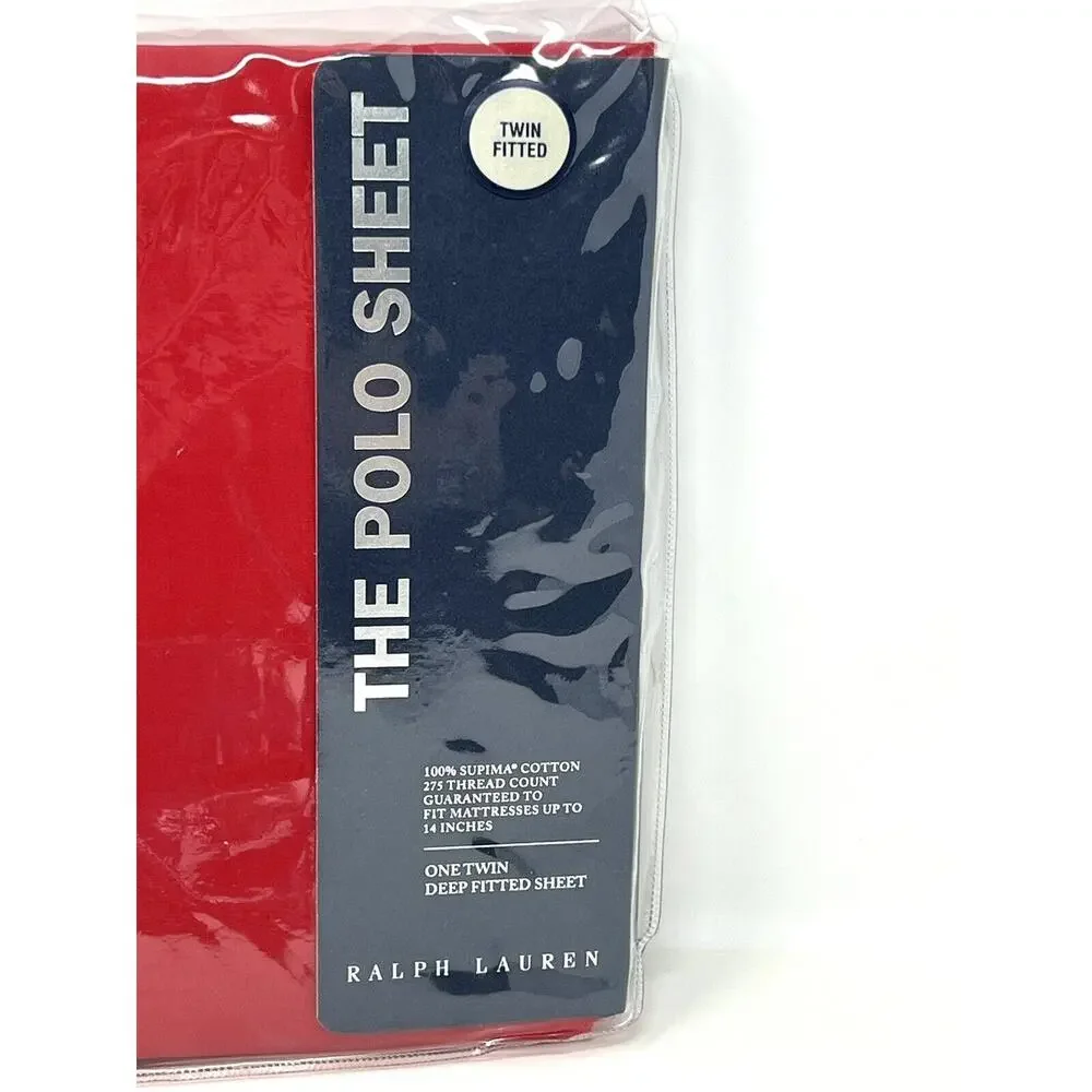 Vintage Ralph Lauren “THE POLO SHEET” Red Twin Fitted + Flat Sheet Regatta Red